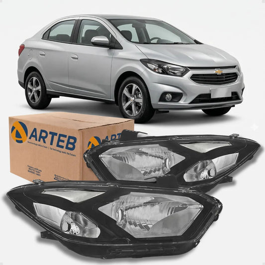 Farol Para Gm Onix Prisma Lt 2017 A 2019 Máscara Negra Arteb