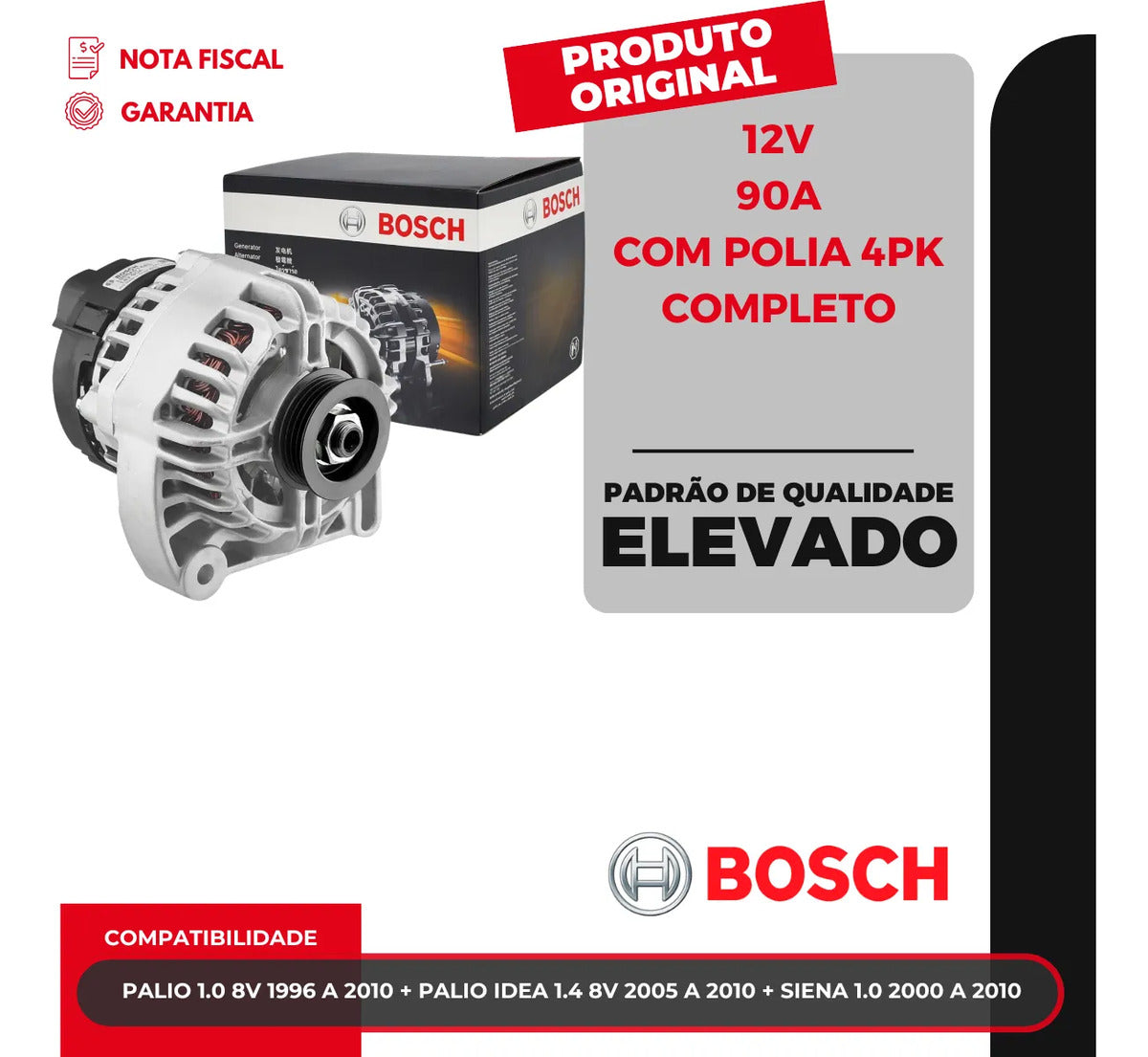 Alternador Bosch Fiat Novo Uno 1.0 1.4 Fire Evo 2010 A 2021