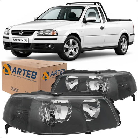 Farol Vw Gol Saveiro G3 1999 A 2005 Máscara Negra Arteb