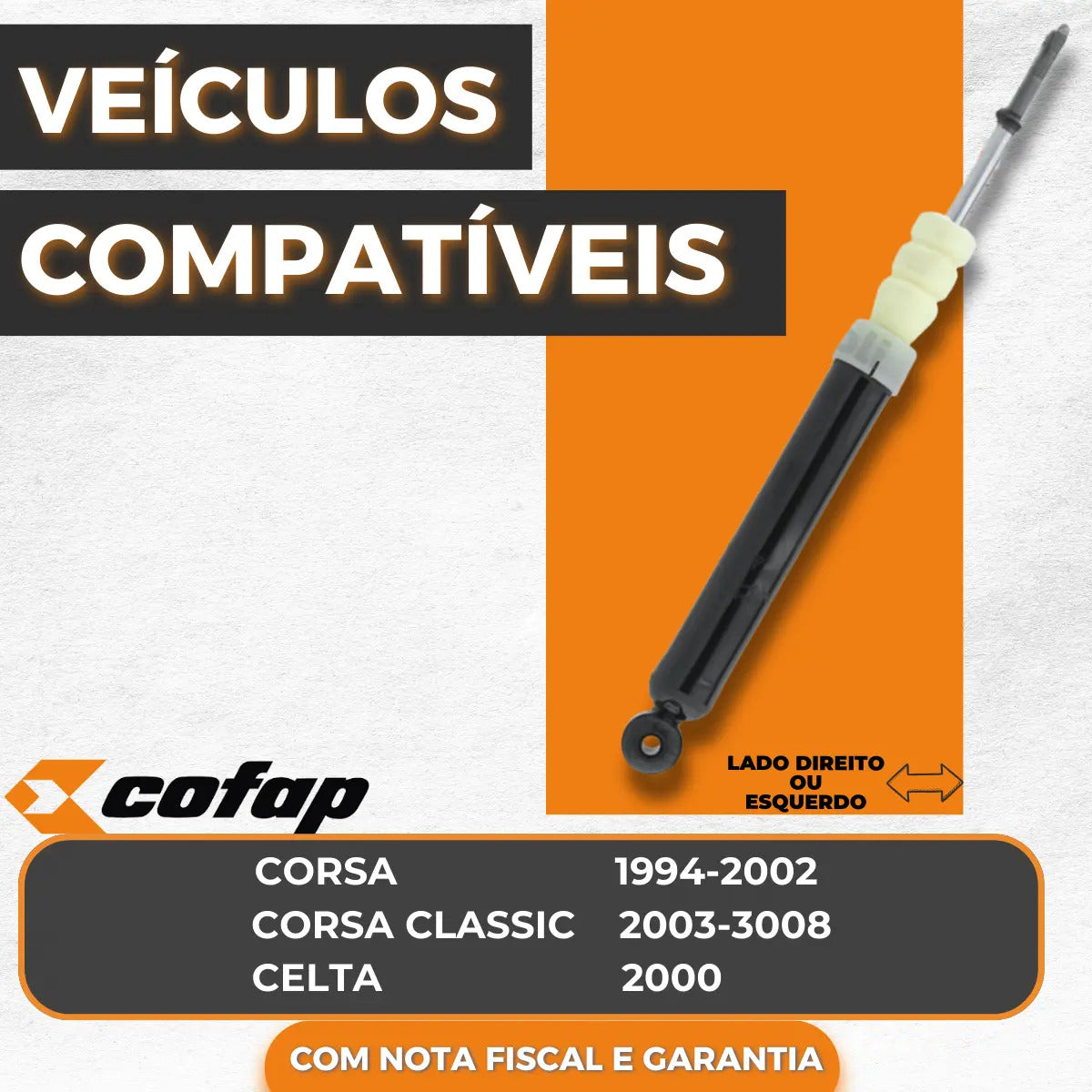 Amortecedor Traseiro Gm Corsa Celta Classic Prisma Cofap
