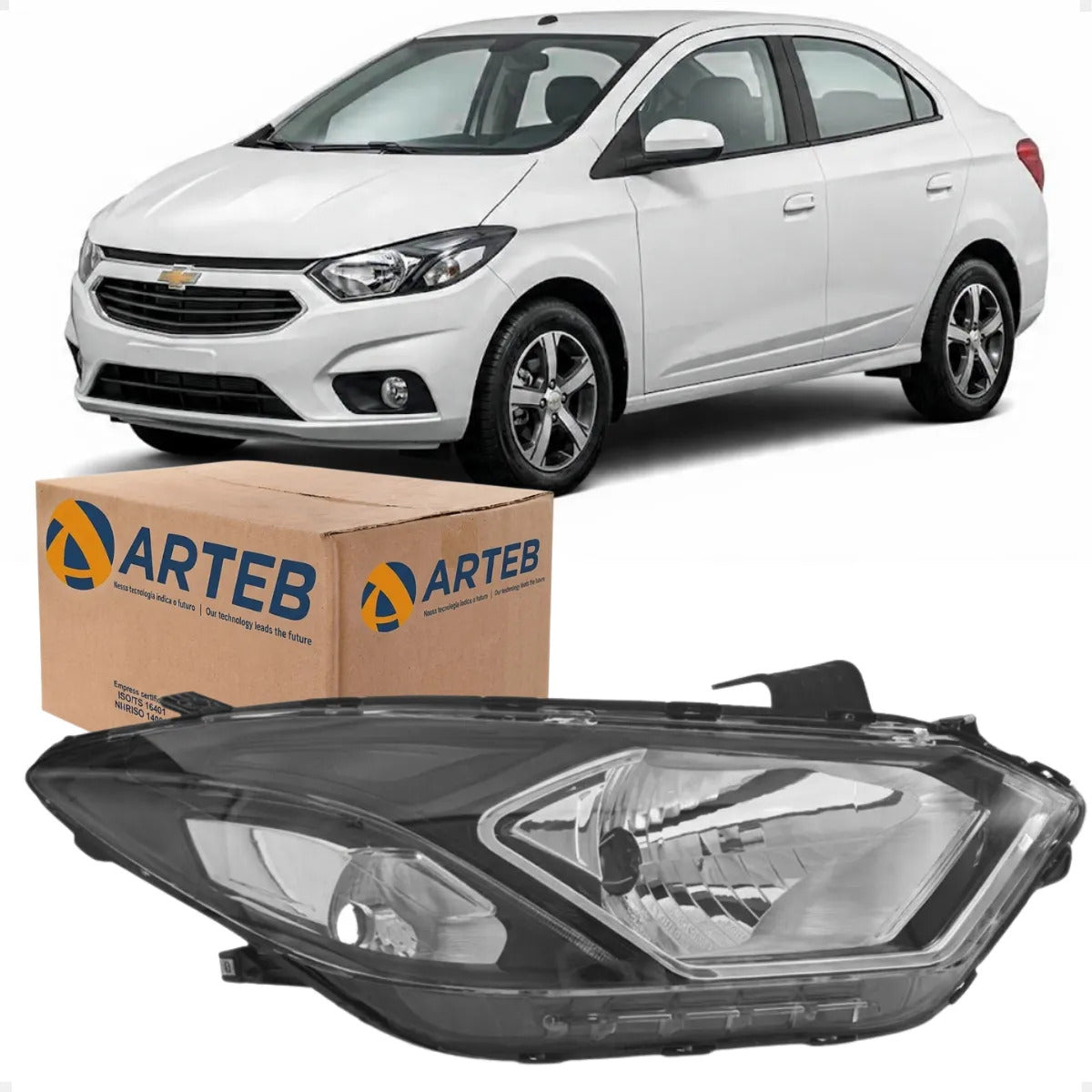 Farol H4 Mascara Negra Prisma Ltz Onix 2017 A 2019 Arteb