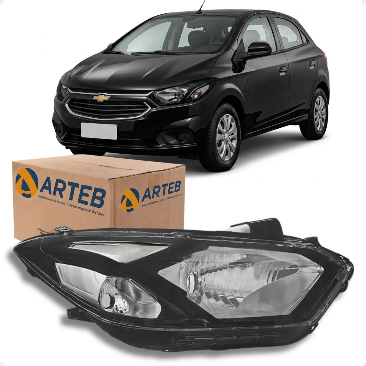 Farol Gm Onix E Prisma 2017 2018 2019 Máscara Negra Arteb
