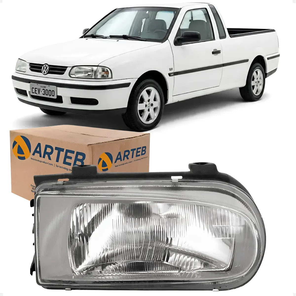 Farol Vw Gol Parati Saveiro G2 1995/2001 Máscar Cinza Arteb