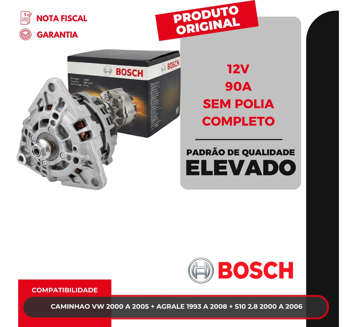 Alternador Universal Caminhões 14v 90a Bosch 1986a01064