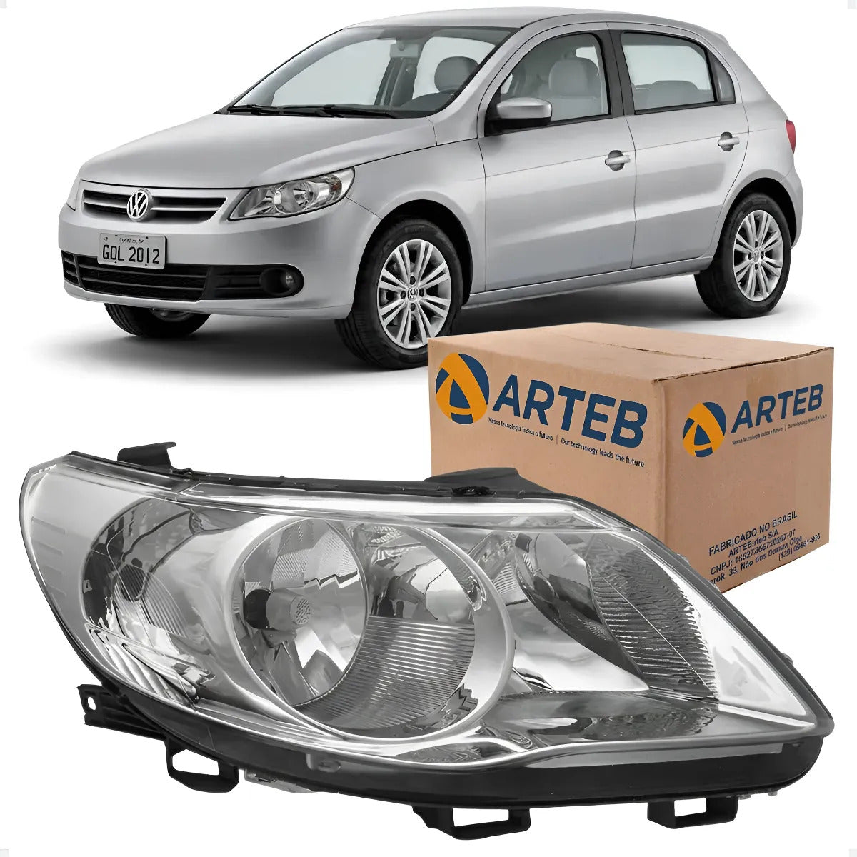 Farol Vw Gol G5 2008 A 2013 Foco Duplo Defletor Malha Arteb