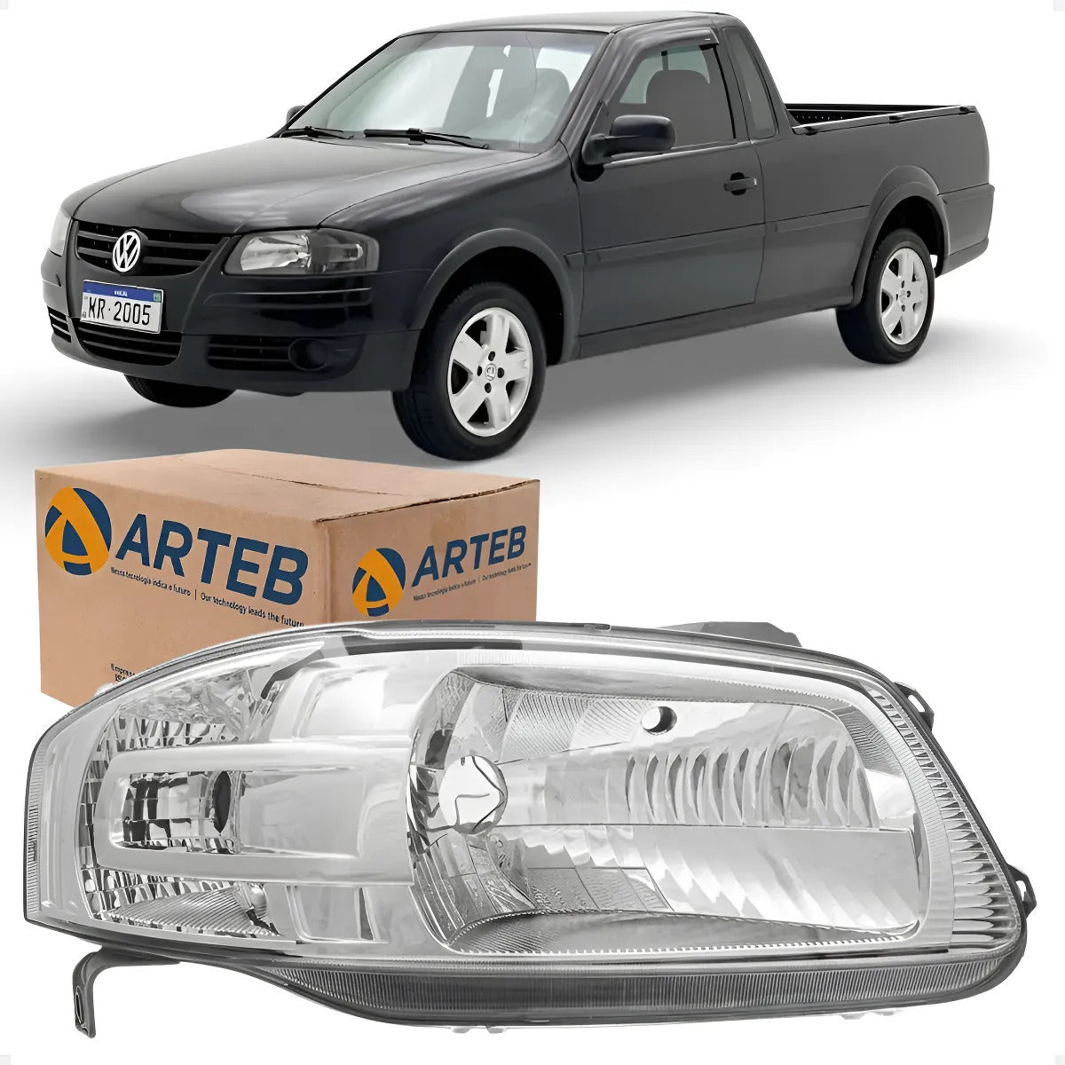 Farol Gol Parati Saveiro G4 2005 A 2014 Máscar Cromada Arteb