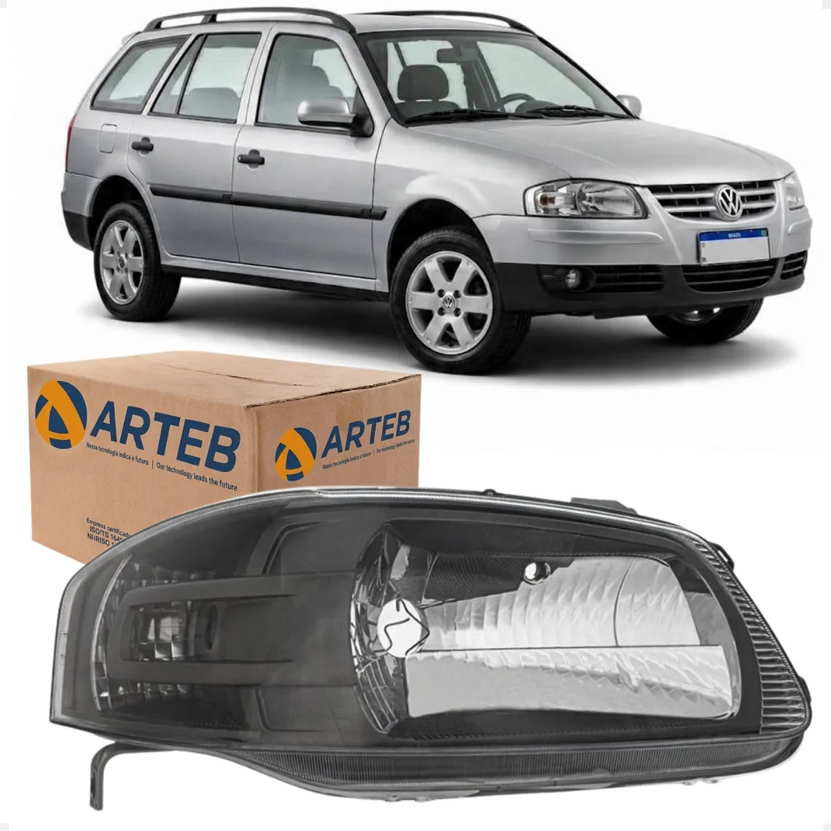 Farol Vw Gol Parati G4 2005 Diante Máscara Cinza Arteb