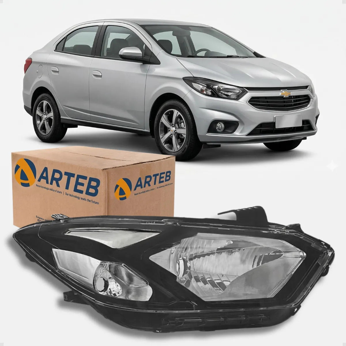 Farol Para Gm Onix Prisma Lt 2017 A 2019 Máscara Negra Arteb
