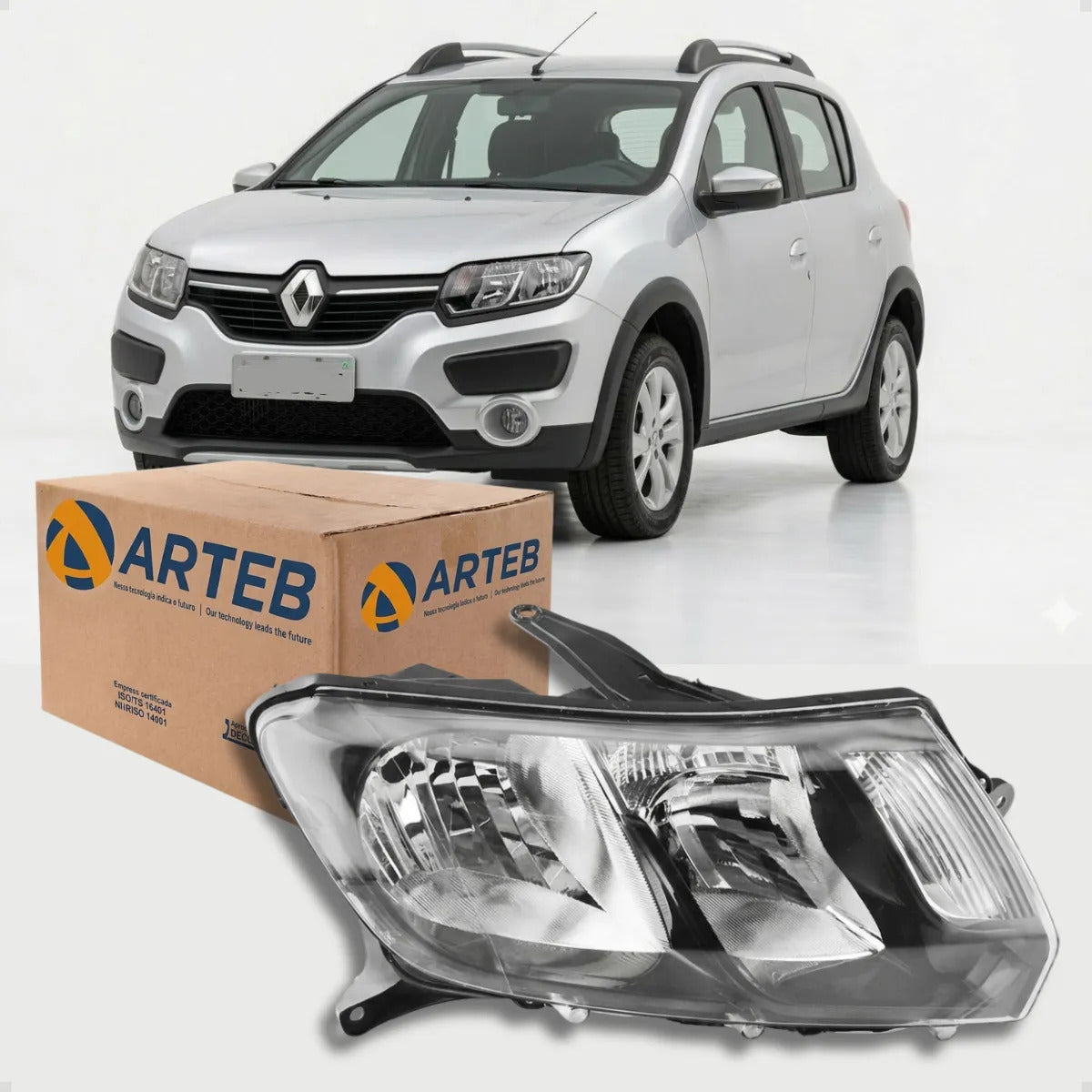 Farol Sandero Stepway 2014 A 2019 Máscara Negra Arteb