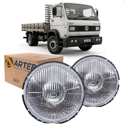 Farol Vw Caminhao 1982 A 1993 Arteb H4 Vidro C/ Meia Luz