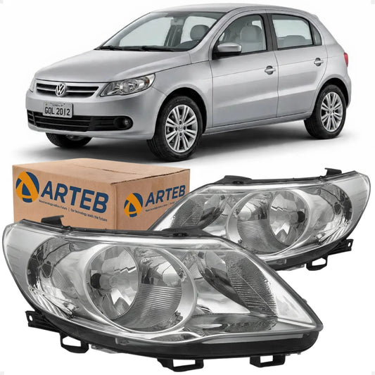 Farol Vw Gol G5 2008 A 2013 Foco Duplo Defletor Malha Arteb