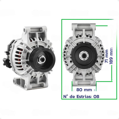 Alternador Daf Cf85 Xf105 24v 80a 2017 Com Polia 8pk