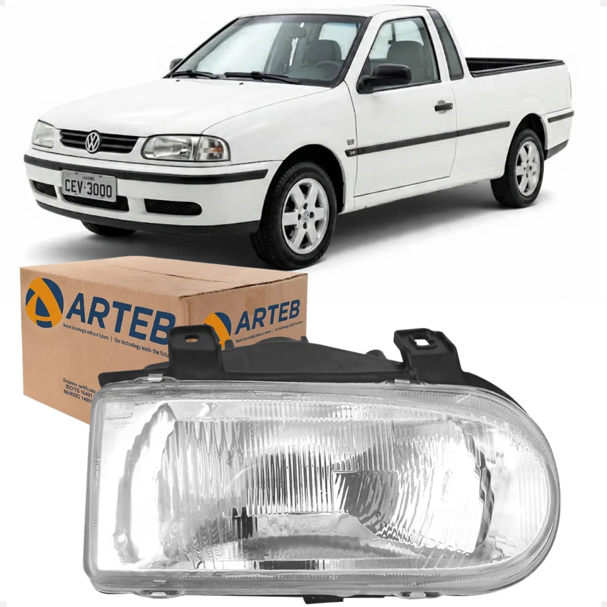 Farol Gol Saveiro G2 1997 98 99 2000 Máscara Cromada Arteb