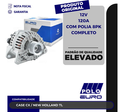 Alternador Case Cx / New Holland Tl 12v 120a Com Polia 8pk