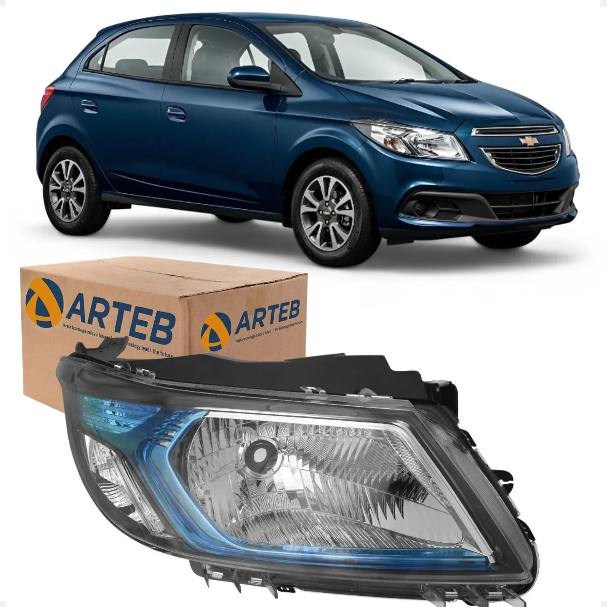 Farol Gm Onix Prisma 2012 13 14 2015 2016 Máscara Azul Arteb