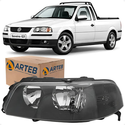Farol Vw Gol Saveiro G3 1999 A 2005 Máscara Negra Arteb