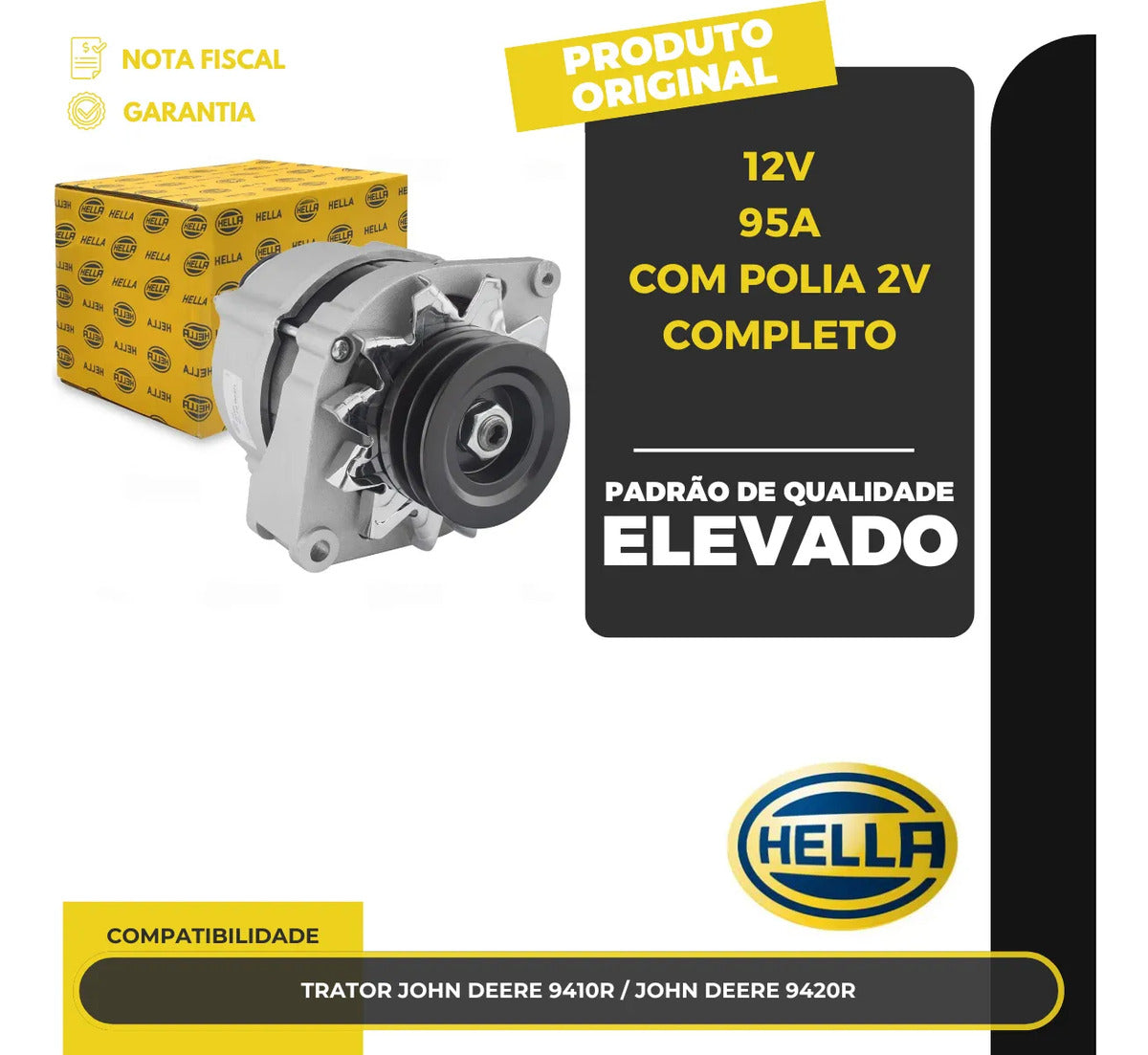 Alternador Trator John Deere 9410r 9420r 12v 95a Com Polia