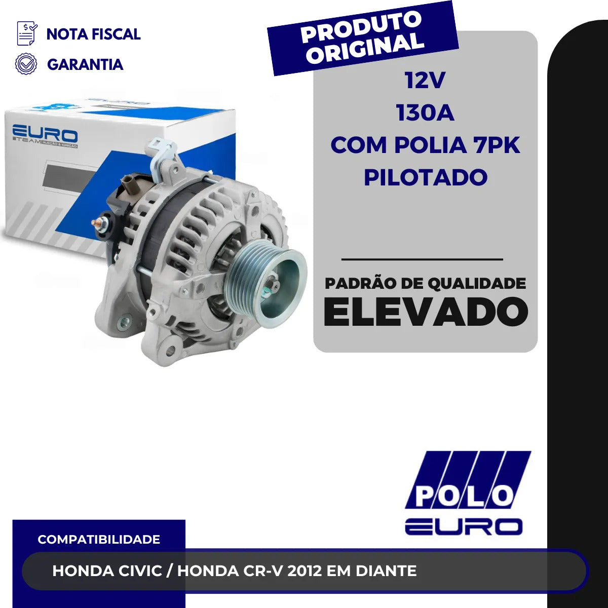 Alternador Para Honda Civic Crv 2012 2013 2014 2015 12v 130a