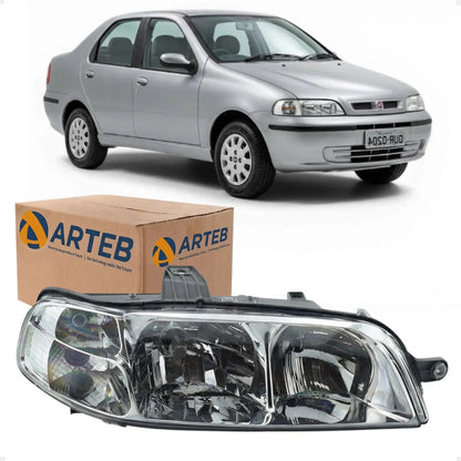Farol Fiat Siena 2001 2002 2003 2004 Carcaça Cinza Arteb