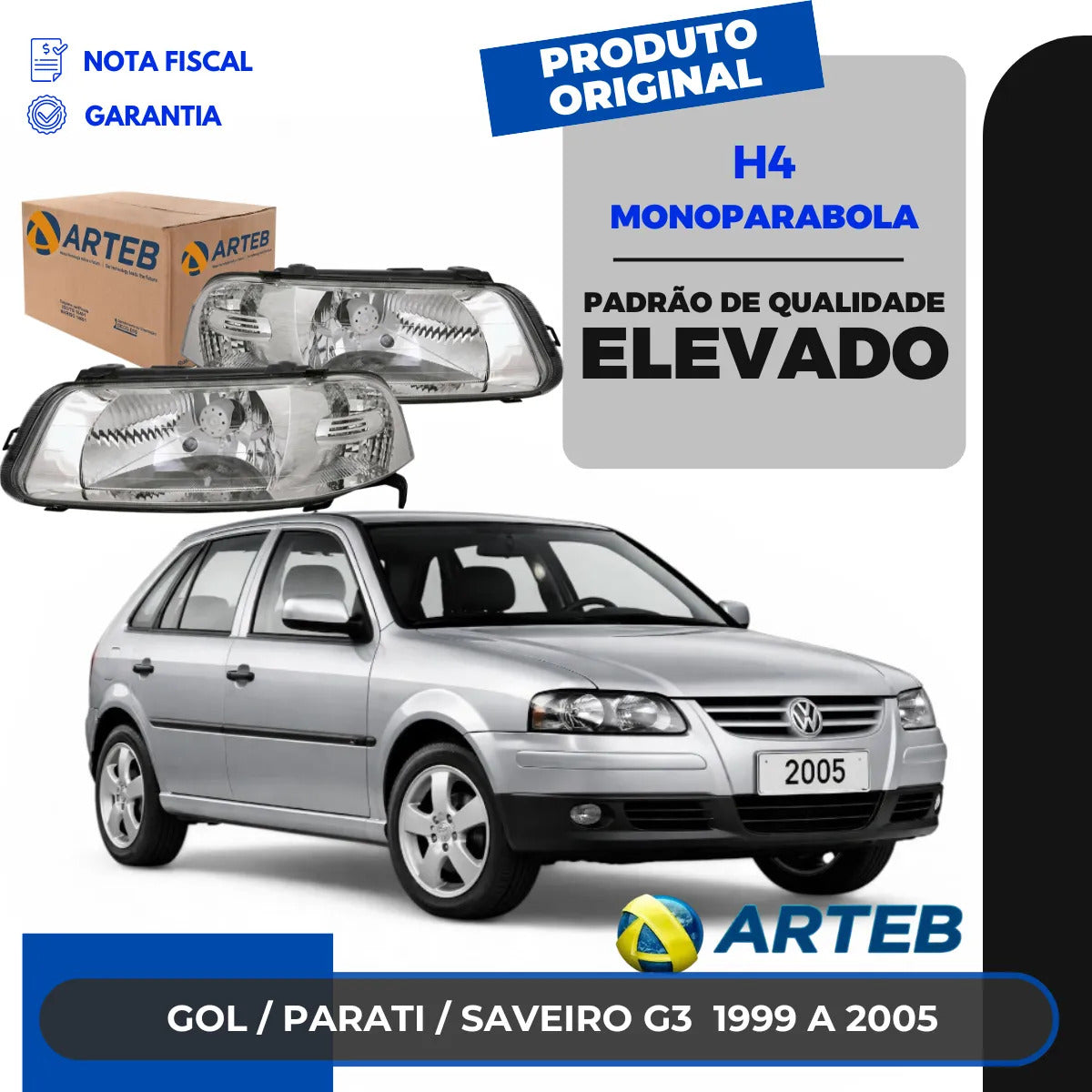 Farol Vw Parati Saveiro Gol G3 2000 A 2005 Foco Simple Arteb