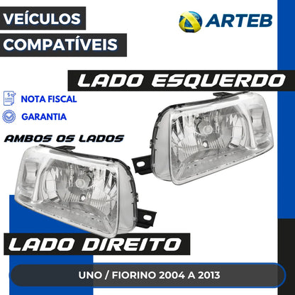 Farol Fiat Uno 2004 05 06 07 08 09 2010 2011 2012 2013 Arteb