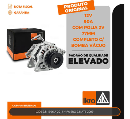 Alternador L200 Pajero 2.5 90a 12v Com Polia 2v 77mm
