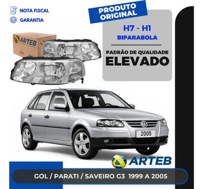Farol Cromado Duplo Gol G3 1999 00 01 02 03 2004 2005 Arteb