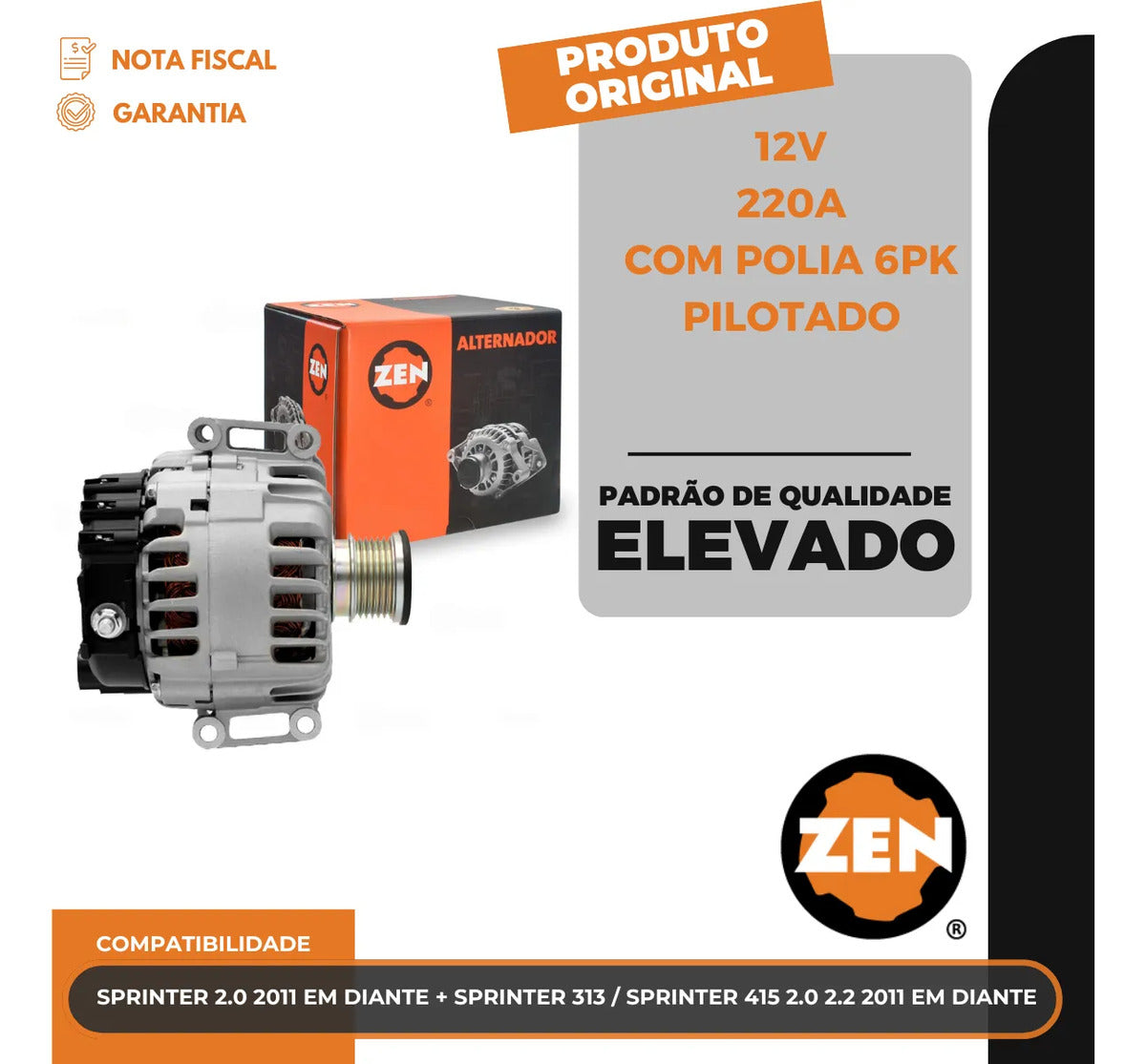Alternador Para Mb Sprinter 313 415 2.2 2012 Até 2019 12v