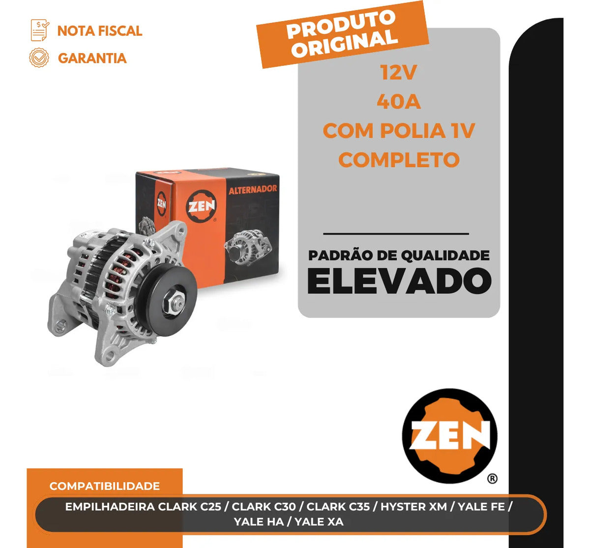 Alternador Empilhadeira Clark C25 C30 C35 Hyster Xm 12v 40a