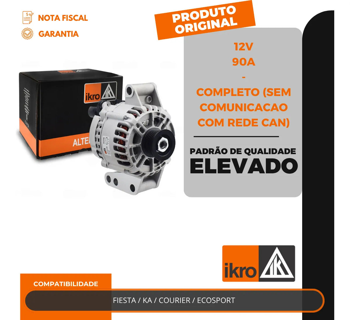 Alternador Fiesta Ka Courier Ecosport 90a 12v Completo