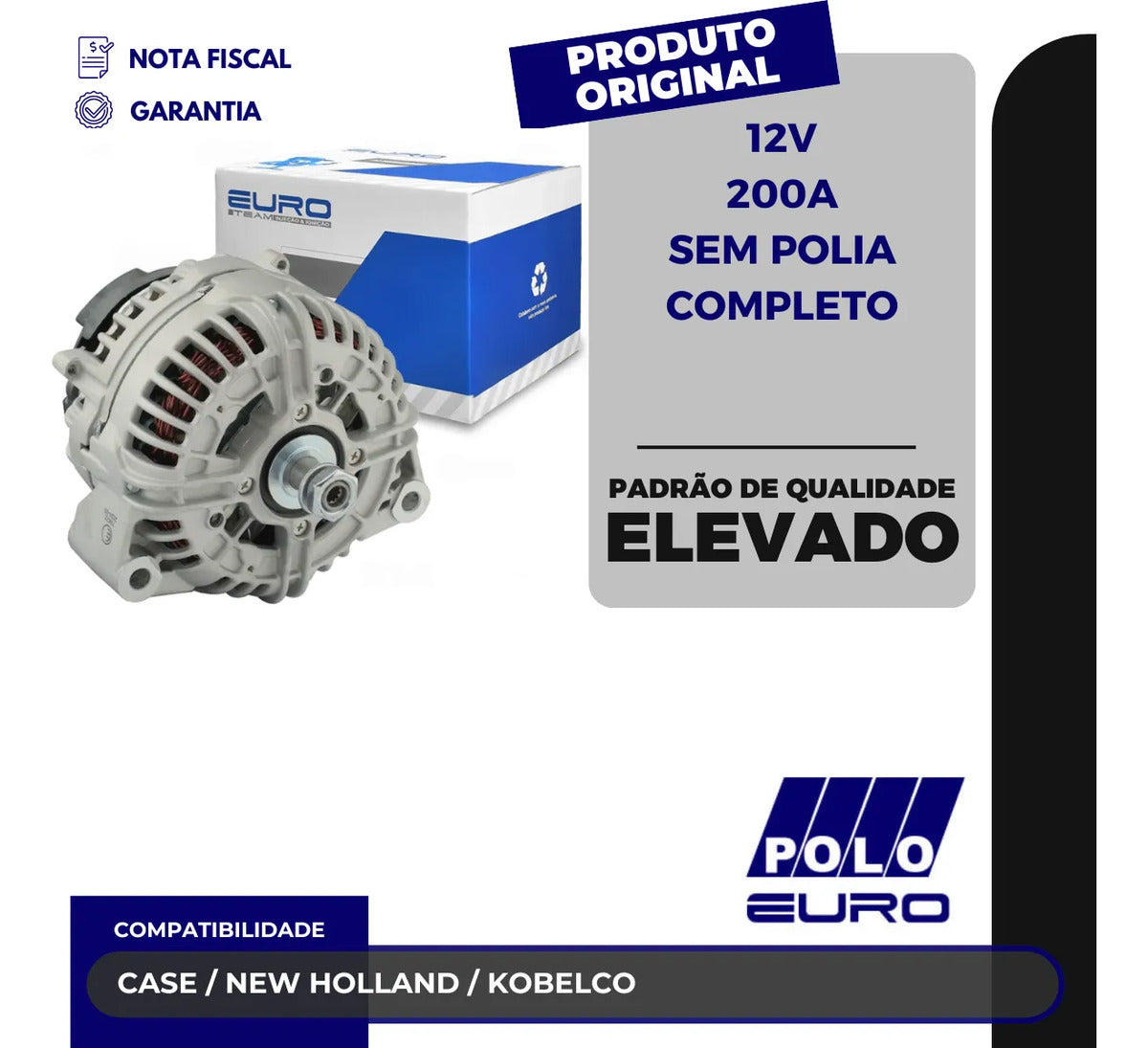 Alternador Case / New Holland / Kobelco 12v 200a Completo
