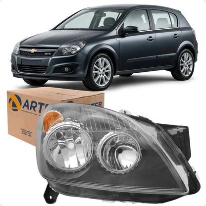 Farol Vectra Gtx 07 A 08 Máscara Negr Regulagem Manual Arteb
