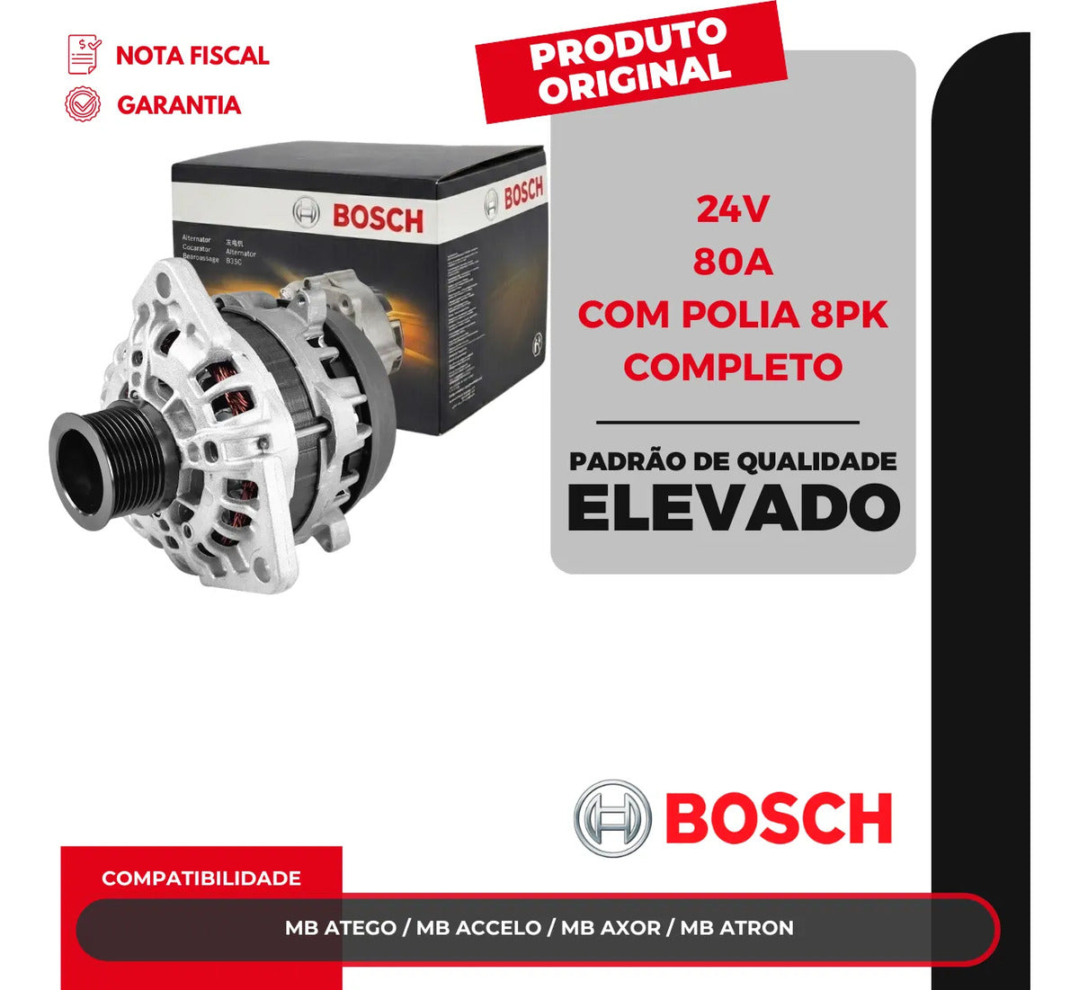 Alternador Bosch 28v 80a Mercedes - 1986a01083
