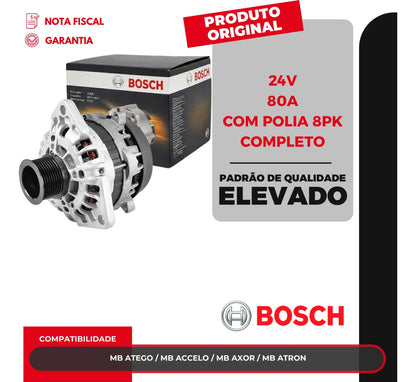 Alternador Bosch 28v 80a Mercedes - 1986a01083
