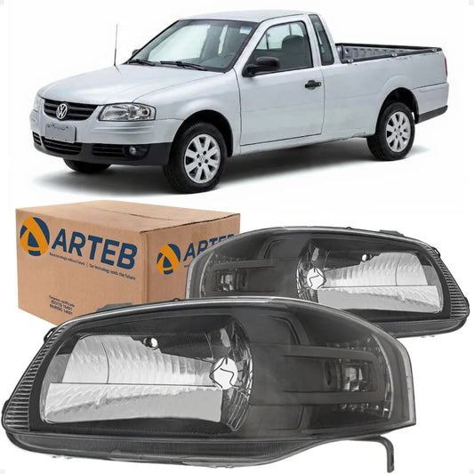 Farol Vw Gol Saveiro G4 2005 Diante Máscara Cinza Arteb