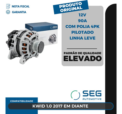 Alternador Renault Kwid 1.0 90a 2017 Com Polia 4pk