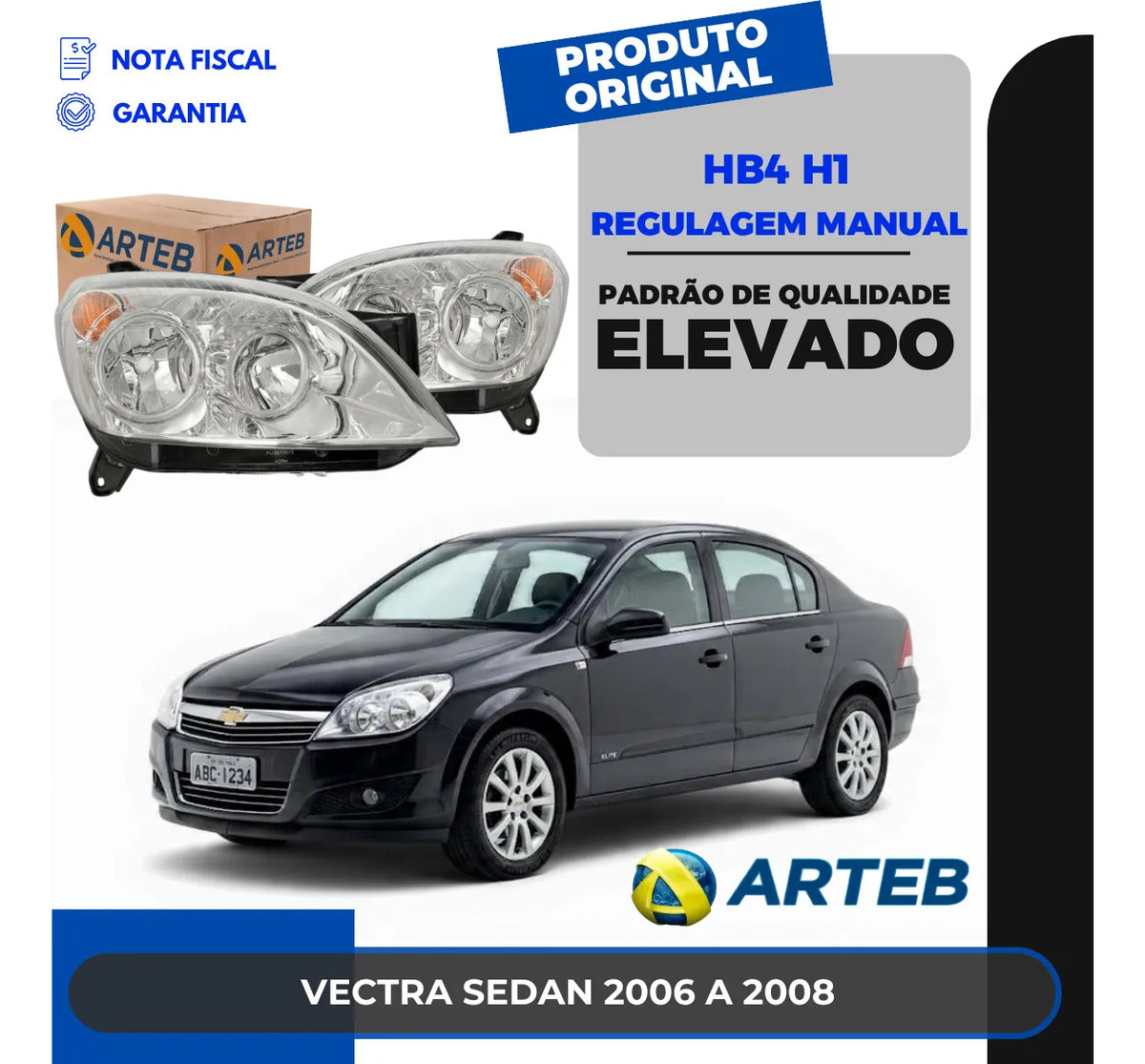 Farol Gm Vectra Sedan 2006 A 2008 Regulagem Manual Arteb