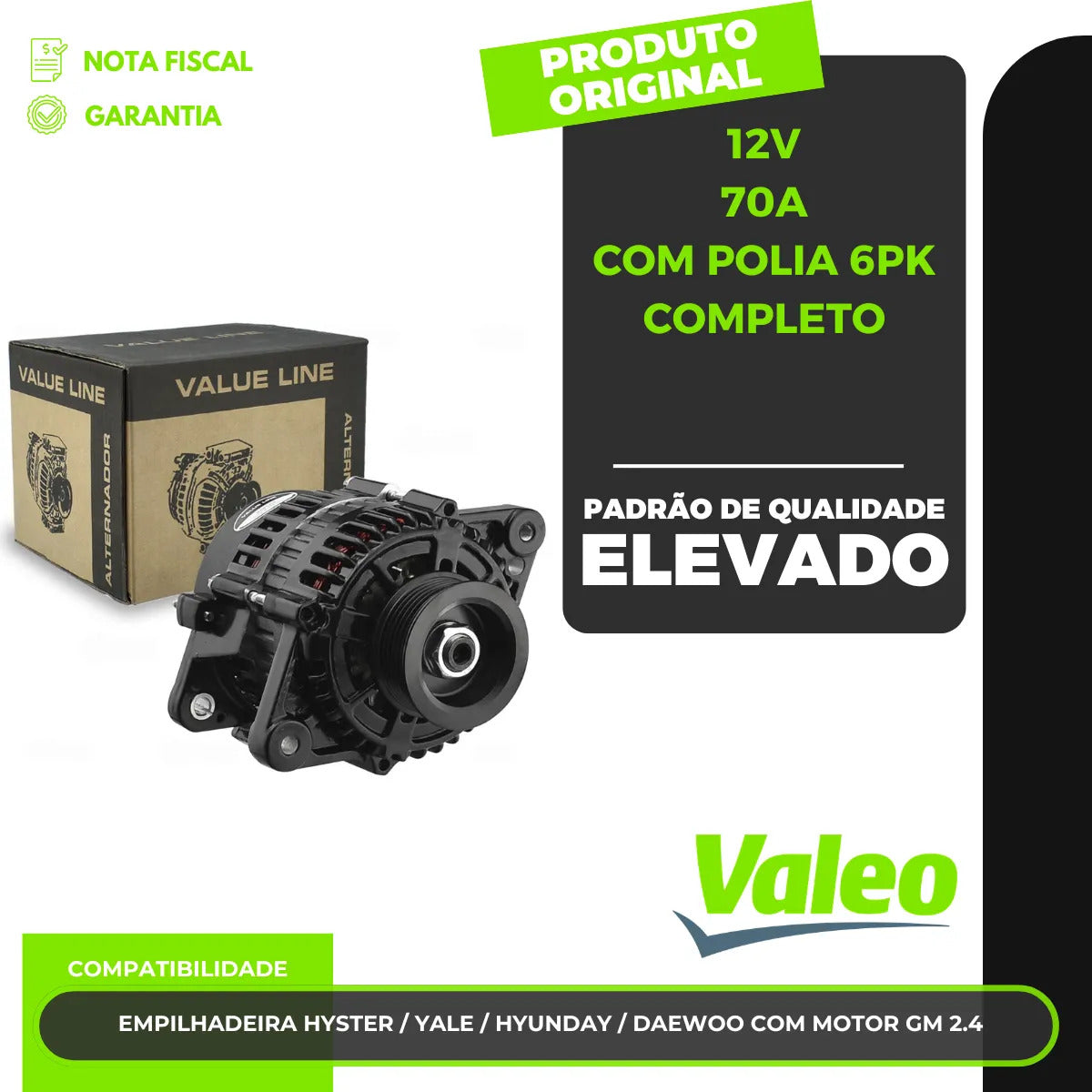 Alternador Empilhadeira Hyster / Yale / Hyunday / Daewoo