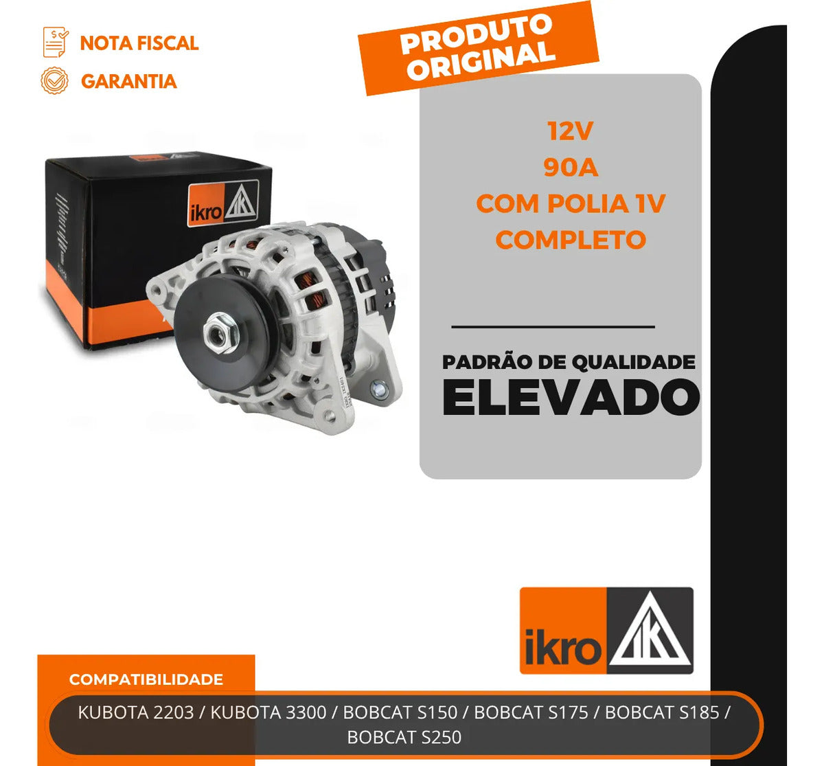 Alternador Bobcat S150 S175 S185 Kubota 90a 12v
