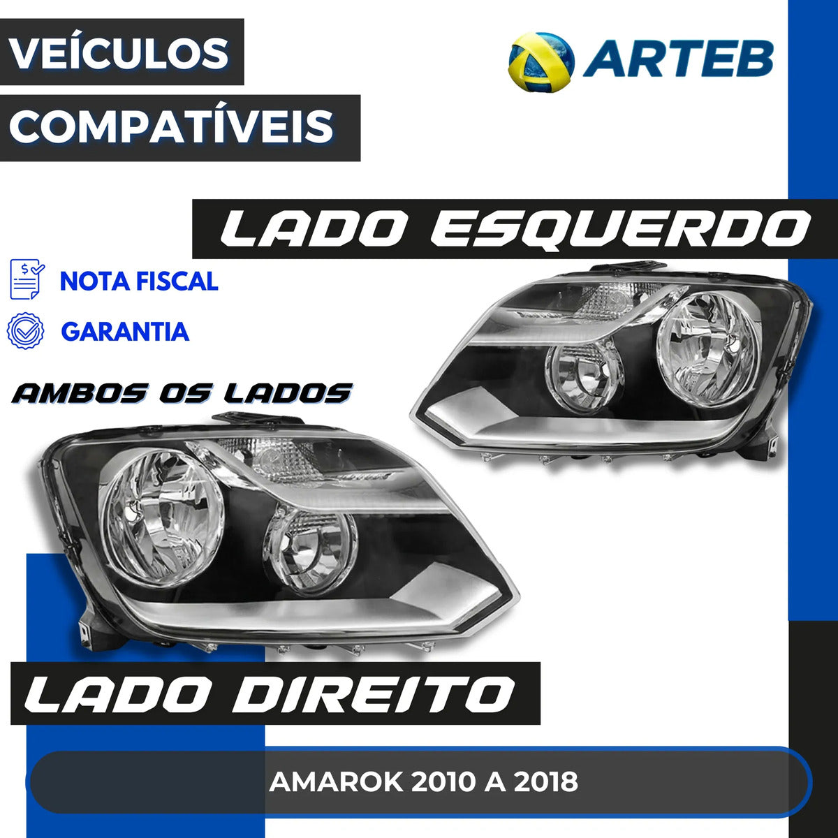 Farol Amarok C/ Motor E Mold Cromada 10 A 16 Original Arteb