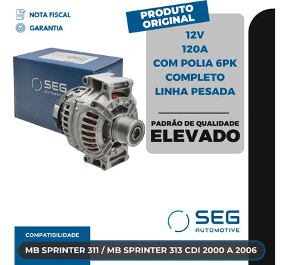 Alternador Mb Sprinter 311 313 Cdi 12v 120a Com Polia 6pk