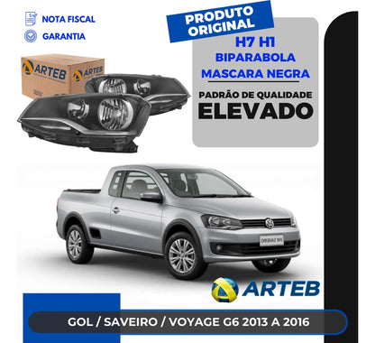 Farol Máscara Negra Foco Duplo Saveiro G6 2013 A 2016 Arteb