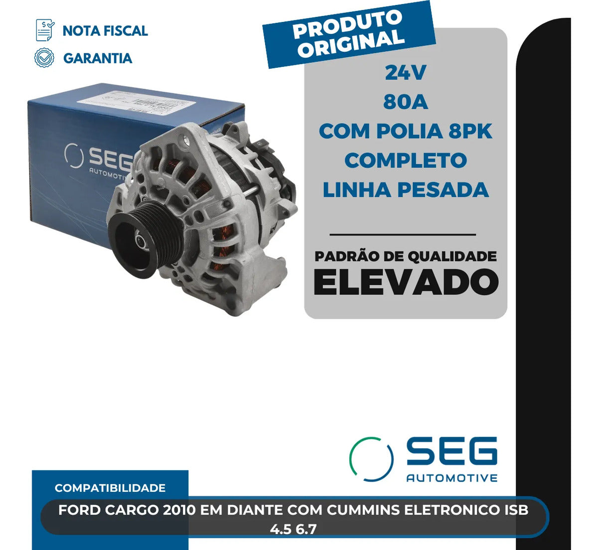 Alternador Para Ford Cargo Cummins Isb 2006 A 2019 Polia 8pk
