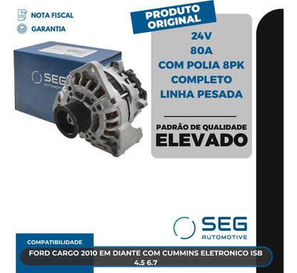 Alternador Para Ford Cargo Cummins Isb 2006 A 2019 Polia 8pk
