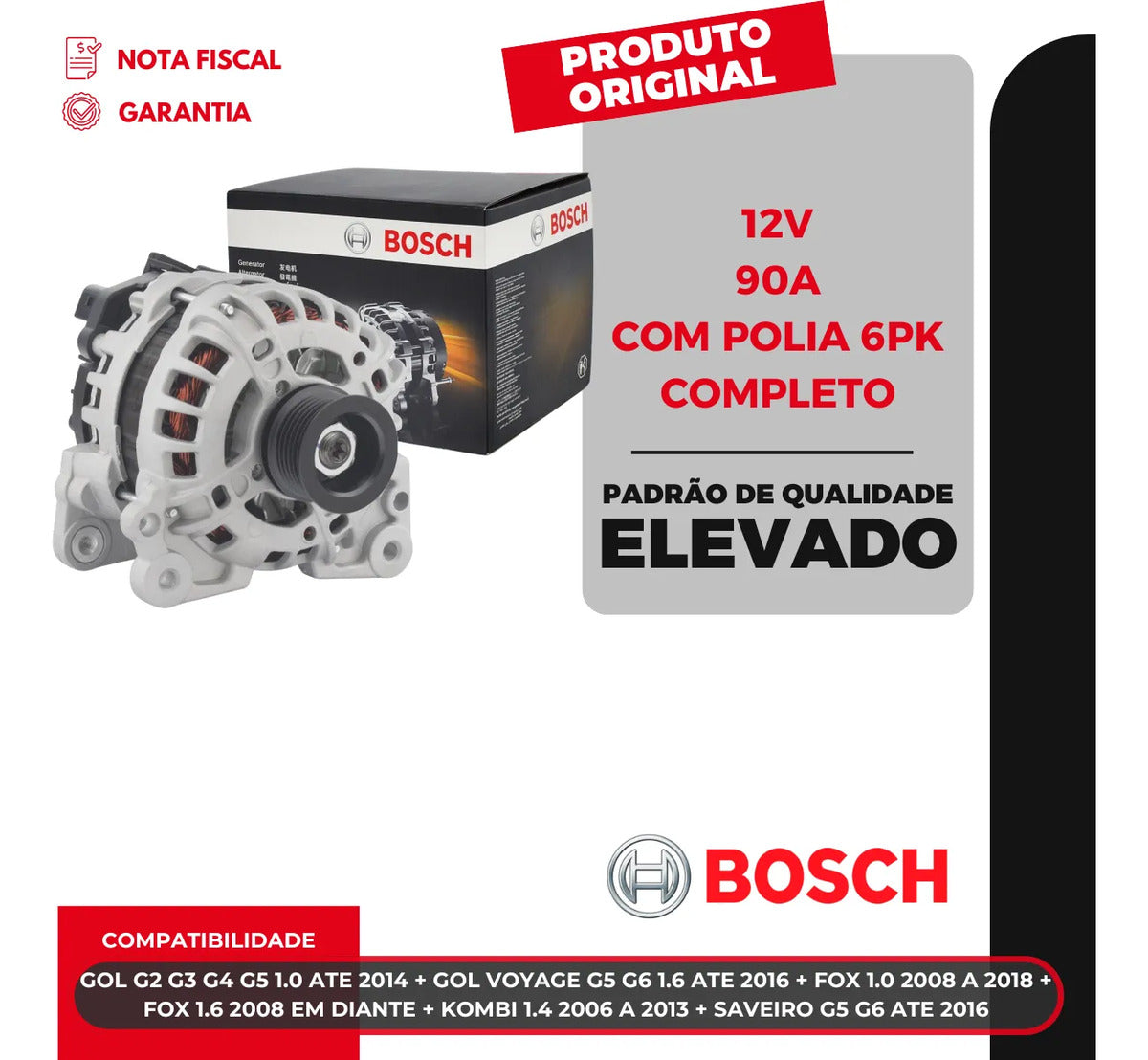 Alternador Fox Gol Kombi Polo Saveiro Voyage 1.0 1.6 Bosch