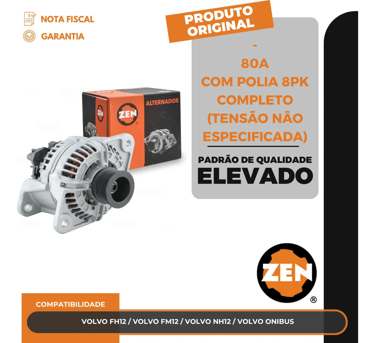 Alternador Volvo Fh12 Fm12 Nh12 Ônibus  80a Com Polia 8pk