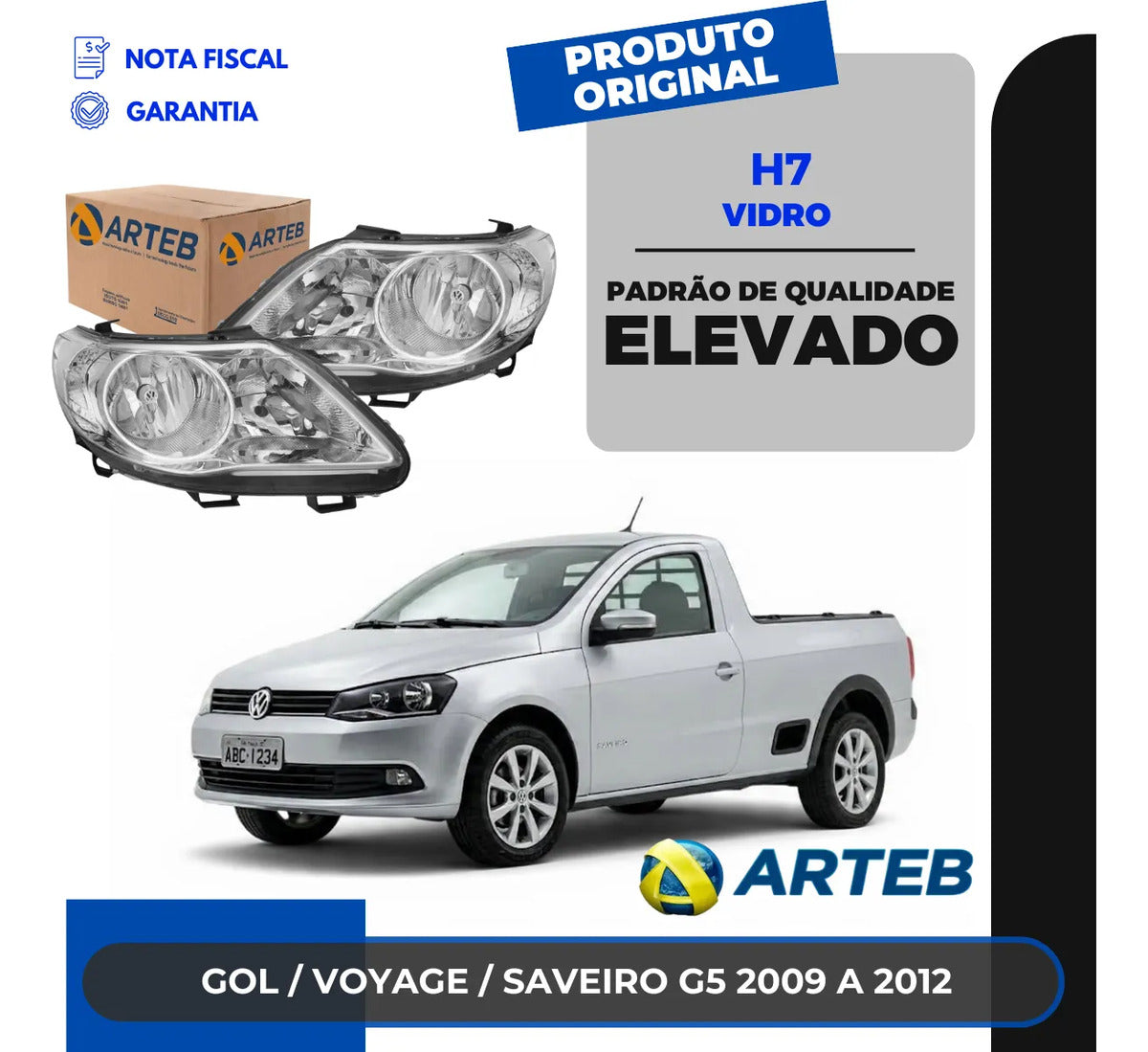 Farol Vw Saveiro G5 2008 A 2012 Foco Duplo Defletor Vw Arteb