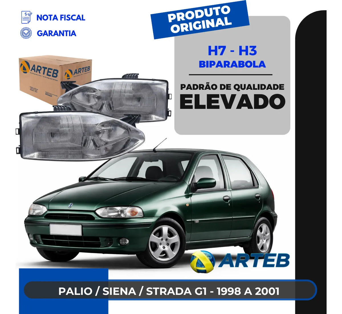 Farol Fiat Palio Strada G1 1996 A 2001 Foco Duplo Arteb