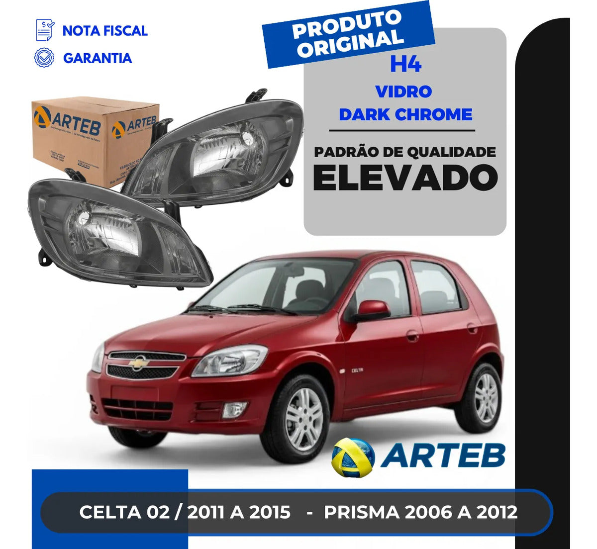 Farol Prisma / Celta 2002 A 2011 Máscara Dark Chrome Arteb