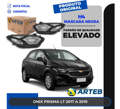 Farol Gm Onix E Prisma 2017 2018 2019 Máscara Negra Arteb